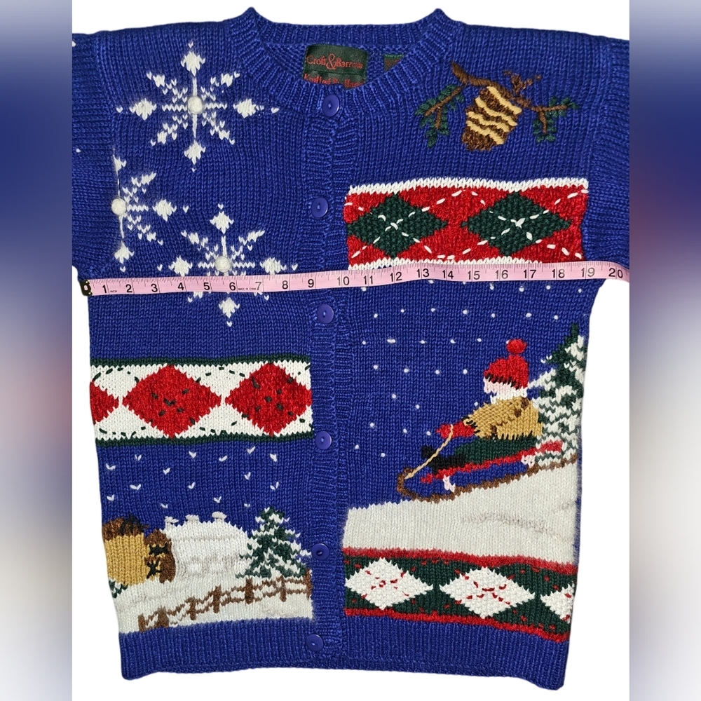 Croft & Barrow Vintage Knitted By Hamd Christmas Winter Cardigan XS EUC - Picture 9 of 13